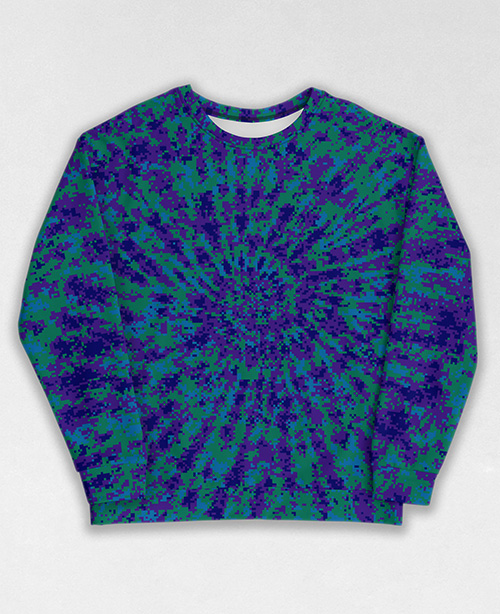 Tie-Dye-Camo Sweatshirt #0001. All over print, precision-cut, and hand-sewn. Super comfortable poly-cotton blend original Digital Camouflage designs by Dan Ellis vague.paris