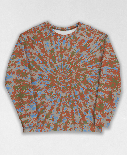 Tie-Dye-Camo Sweatshirt #0003. All over print, precision-cut, and hand-sewn. Super comfortable poly-cotton blend original Digital Camouflage designs by Dan Ellis vague.paris