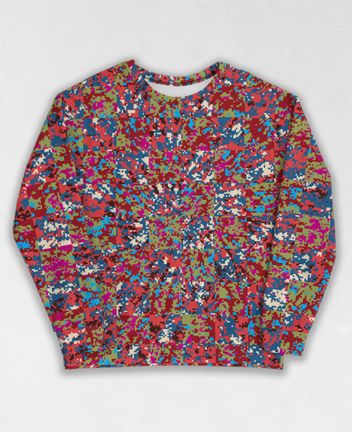 Tie-Dye-Camo Sweatshirt #0010. All over print, precision-cut, and hand-sewn. Super comfortable poly-cotton blend original Digital Camouflage designs by Dan Ellis vague.paris