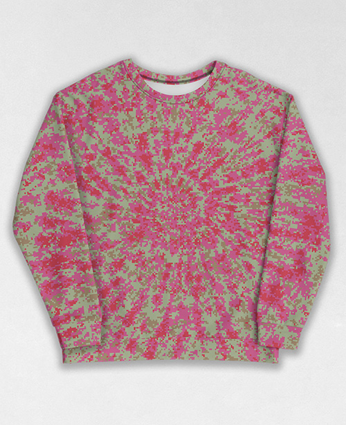 Tie-Dye-Camo Sweatshirt #0012. All over print, precision-cut, and hand-sewn. Super comfortable poly-cotton blend original Digital Camouflage designs by Dan Ellis vague.paris