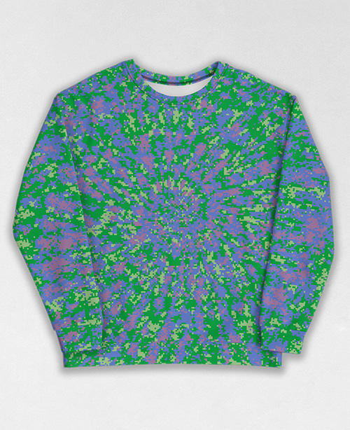 Tie-Dye-Camo Sweatshirt #0013. All over print, precision-cut, and hand-sewn. Super comfortable poly-cotton blend original Digital Camouflage designs by Dan Ellis vague.paris