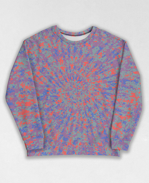 Tie-Dye-Camo Sweatshirt #0015. All over print, precision-cut, and hand-sewn. Super comfortable poly-cotton blend original Digital Camouflage designs by Dan Ellis vague.paris