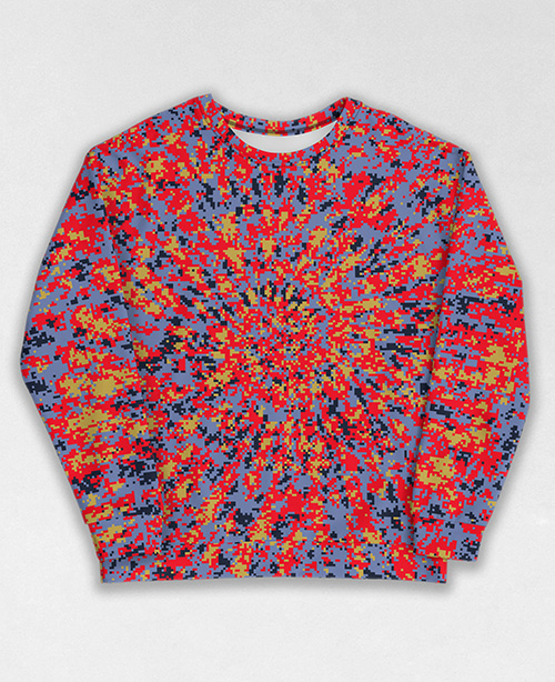 Tie-Dye-Camo Sweatshirt #0016. All over print, precision-cut, and hand-sewn. Super comfortable poly-cotton blend original Digital Camouflage designs by Dan Ellis vague.paris