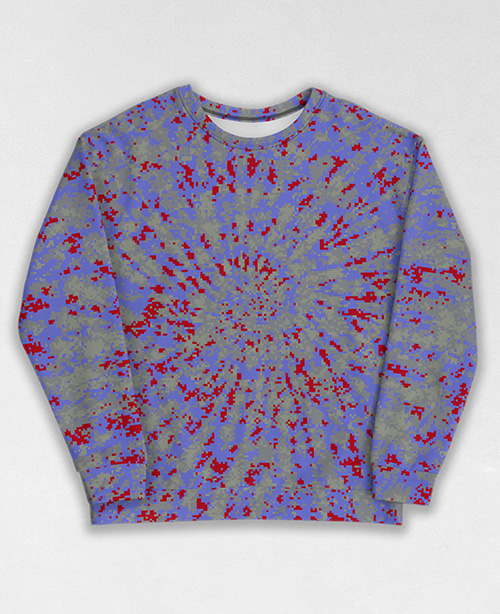 Tie-Dye-Camo Sweatshirt #0020. All over print, precision-cut, and hand-sewn. Super comfortable poly-cotton blend original Digital Camouflage designs by Dan Ellis vague.paris