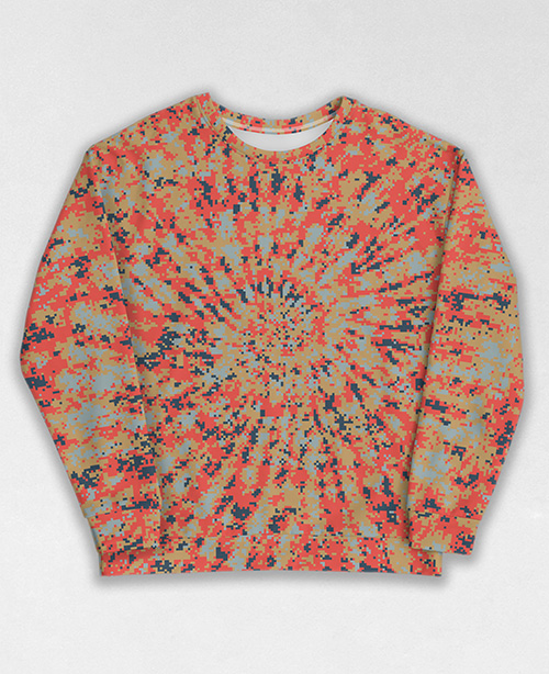 Tie-Dye-Camo Sweatshirt #0026. All over print, precision-cut, and hand-sewn. Super comfortable poly-cotton blend original Digital Camouflage designs by Dan Ellis vague.paris