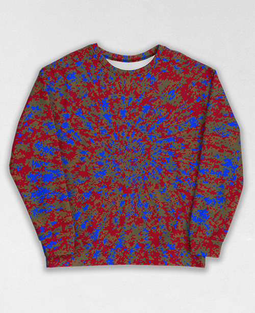 Tie-Dye-Camo Sweatshirt #0031. All over print, precision-cut, and hand-sewn. Super comfortable poly-cotton blend original Digital Camouflage designs by Dan Ellis vague.paris