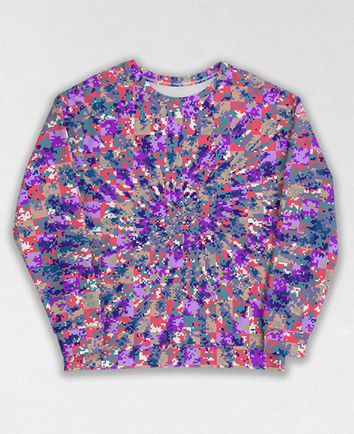 Tie-Dye-Camo Sweatshirt #0032. All over print, precision-cut, and hand-sewn. Super comfortable poly-cotton blend original Digital Camouflage designs by Dan Ellis vague.paris