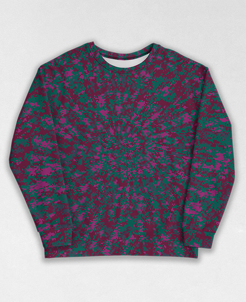 Tie-Dye-Camo Sweatshirt #0035. All over print, precision-cut, and hand-sewn. Super comfortable poly-cotton blend original Digital Camouflage designs by Dan Ellis vague.paris