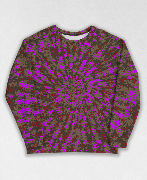 Tie-Dye-Camo Sweatshirt #0036. All over print, precision-cut, and hand-sewn. Super comfortable poly-cotton blend original Digital Camouflage designs by Dan Ellis vague.paris