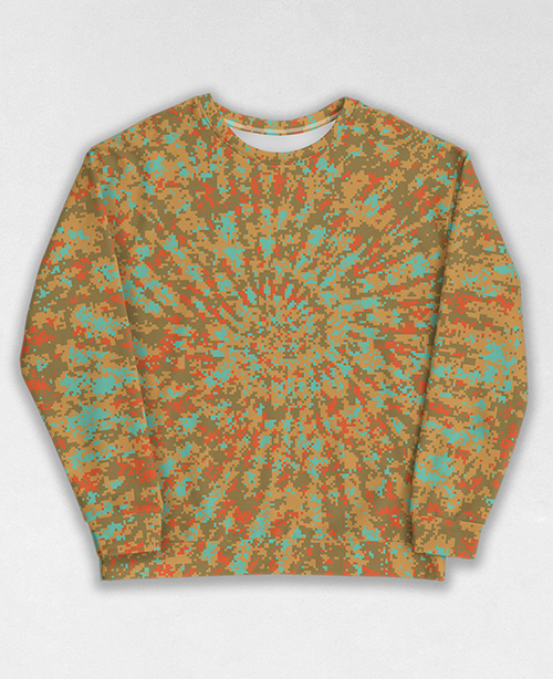 Tie-Dye-Camo Sweatshirt #0039. All over print, precision-cut, and hand-sewn. Super comfortable poly-cotton blend original Digital Camouflage designs by Dan Ellis vague.paris