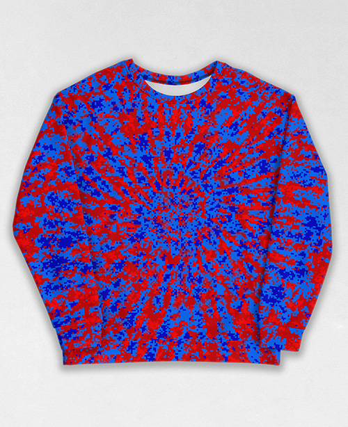 Tie-Dye-Camo Sweatshirt #0043. All over print, precision-cut, and hand-sewn. Super comfortable poly-cotton blend original Digital Camouflage designs by Dan Ellis vague.paris