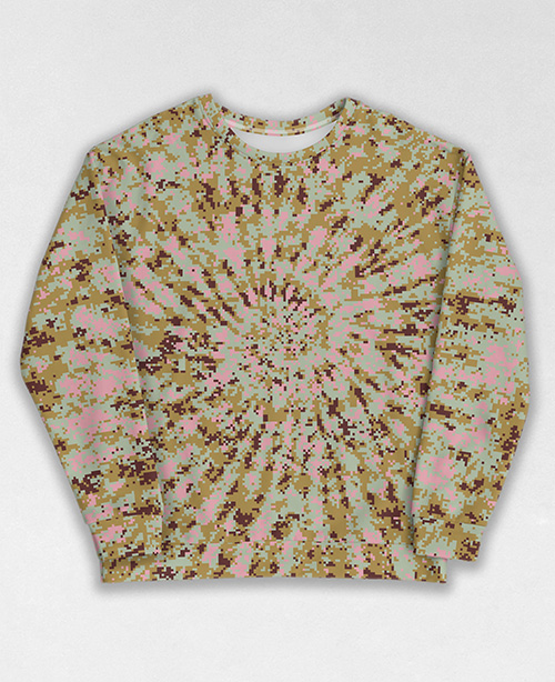 Tie-Dye-Camo Sweatshirt #0047. All over print, precision-cut, and hand-sewn. Super comfortable poly-cotton blend original Digital Camouflage designs by Dan Ellis vague.paris