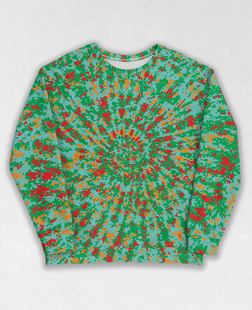 Tie-Dye-Camo Sweatshirt #0050. All over print, precision-cut, and hand-sewn. Super comfortable poly-cotton blend original Digital Camouflage designs by Dan Ellis vague.paris