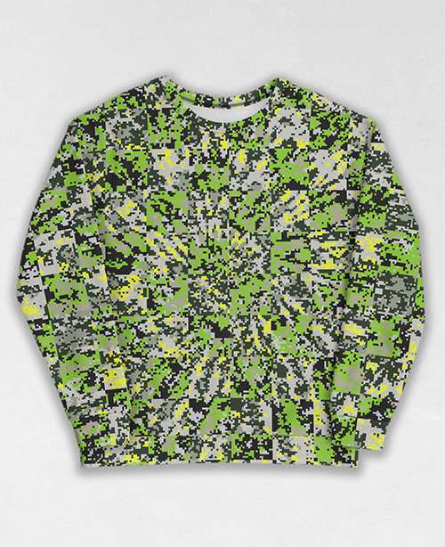 Tie-Dye-Camo Sweatshirt #0051. All over print, precision-cut, and hand-sewn. Super comfortable poly-cotton blend original Digital Camouflage designs by Dan Ellis vague.paris