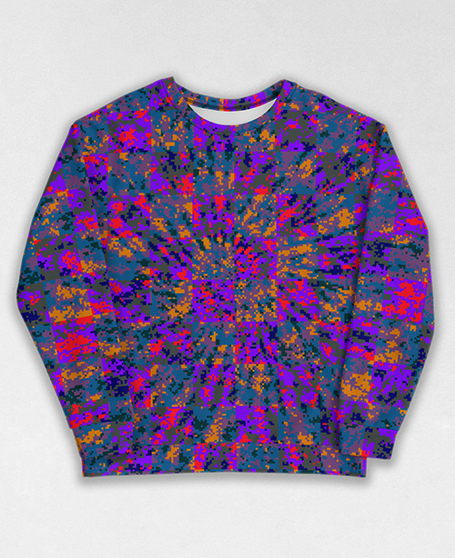 Tie-Dye-Camo Sweatshirt #0052. All over print, precision-cut, and hand-sewn. Super comfortable poly-cotton blend original Digital Camouflage designs by Dan Ellis vague.paris