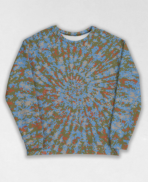 Tie-Dye-Camo Sweatshirt #0053. All over print, precision-cut, and hand-sewn. Super comfortable poly-cotton blend original Digital Camouflage designs by Dan Ellis vague.paris