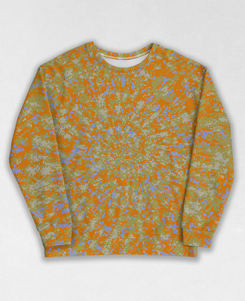 Tie-Dye-Camo Sweatshirt #0054. All over print, precision-cut, and hand-sewn. Super comfortable poly-cotton blend original Digital Camouflage designs by Dan Ellis vague.paris