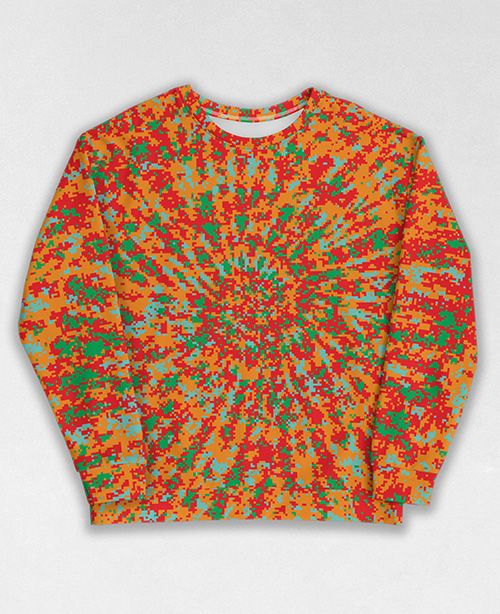 Tie-Dye-Camo Sweatshirt #0058. All over print, precision-cut, and hand-sewn. Super comfortable poly-cotton blend original Digital Camouflage designs by Dan Ellis vague.paris