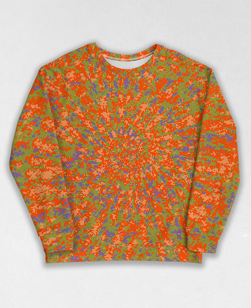 Tie-Dye-Camo Sweatshirt #0059. All over print, precision-cut, and hand-sewn. Super comfortable poly-cotton blend original Digital Camouflage designs by Dan Ellis vague.paris