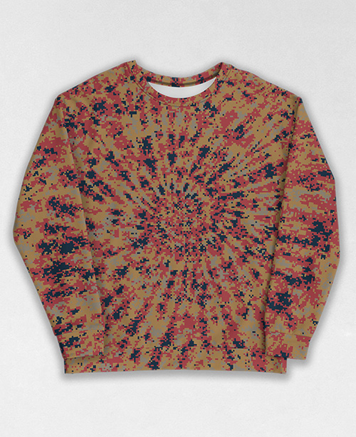 Tie-Dye-Camo Sweatshirt #0065. All over print, precision-cut, and hand-sewn. Super comfortable poly-cotton blend original Digital Camouflage designs by Dan Ellis vague.paris