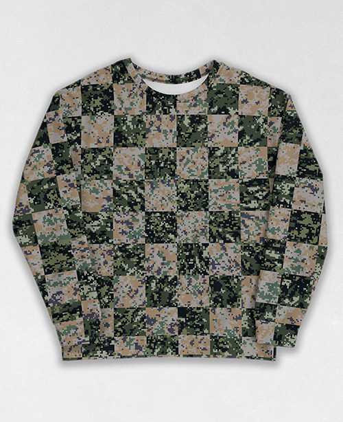 Tie-Dye-Camo Sweatshirt #0070. All over print, precision-cut, and hand-sewn. Super comfortable poly-cotton blend original Digital Camouflage designs by Dan Ellis vague.paris