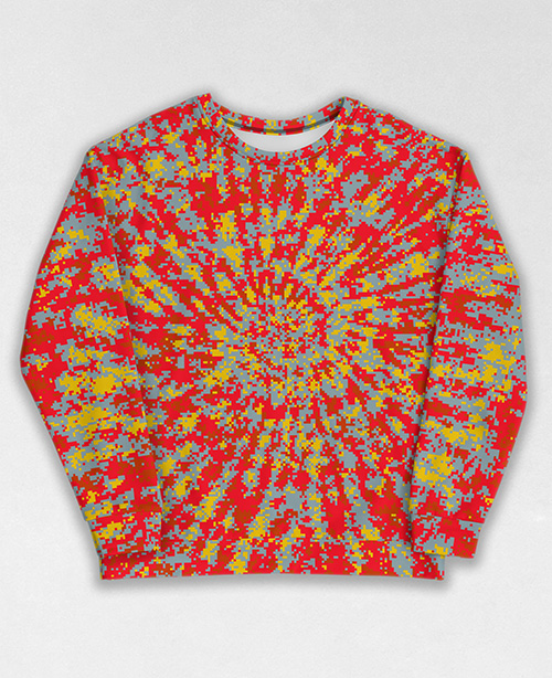 Tie-Dye-Camo Sweatshirt #0071. All over print, precision-cut, and hand-sewn. Super comfortable poly-cotton blend original Digital Camouflage designs by Dan Ellis vague.paris