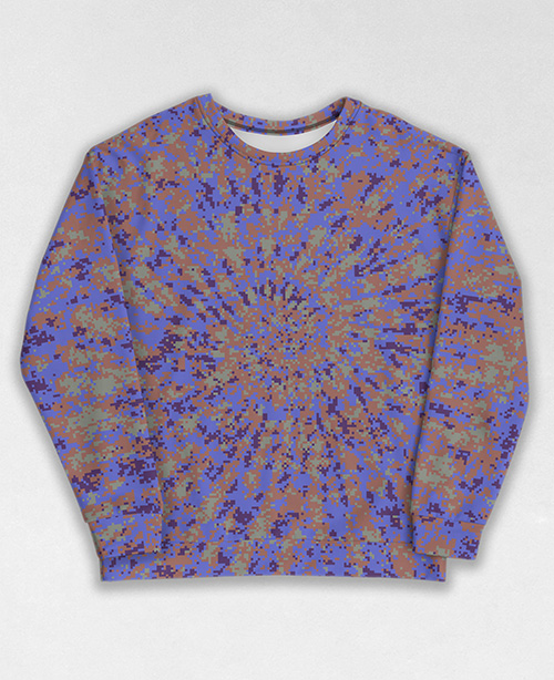 Tie-Dye-Camo Sweatshirt #0073. All over print, precision-cut, and hand-sewn. Super comfortable poly-cotton blend original Digital Camouflage designs by Dan Ellis vague.paris