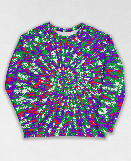 Tie-Dye-Camo Sweatshirt #0077. All over print, precision-cut, and hand-sewn. Super comfortable poly-cotton blend original Digital Camouflage designs by Dan Ellis vague.paris