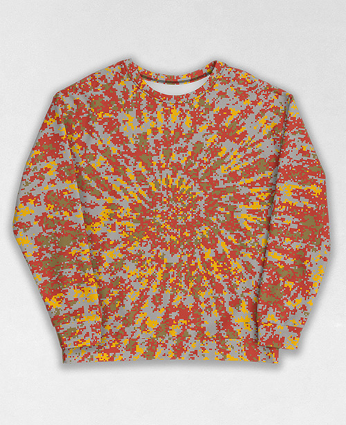 Tie-Dye-Camo Sweatshirt #0080. All over print, precision-cut, and hand-sewn. Super comfortable poly-cotton blend original Digital Camouflage designs by Dan Ellis vague.paris