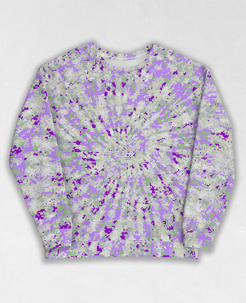 Tie-Dye-Camo Sweatshirt #0083. All over print, precision-cut, and hand-sewn. Super comfortable poly-cotton blend original Digital Camouflage designs by Dan Ellis vague.paris