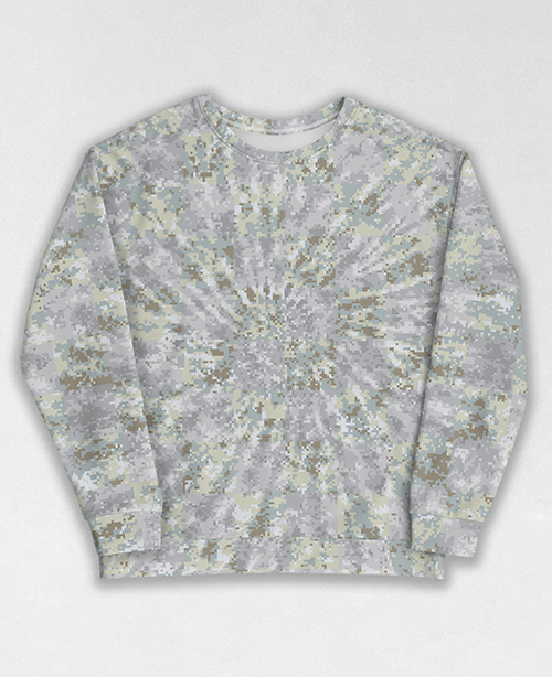 Tie-Dye-Camo Sweatshirt #0087. All over print, precision-cut, and hand-sewn. Super comfortable poly-cotton blend original Digital Camouflage designs by Dan Ellis vague.paris