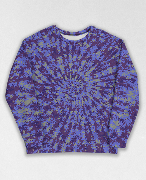 Tie-Dye-Camo Sweatshirt #0089. All over print, precision-cut, and hand-sewn. Super comfortable poly-cotton blend original Digital Camouflage designs by Dan Ellis vague.paris