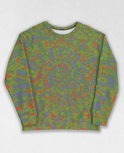 Tie-Dye-Camo Sweatshirt #0093. All over print, precision-cut, and hand-sewn. Super comfortable poly-cotton blend original Digital Camouflage designs by Dan Ellis vague.paris