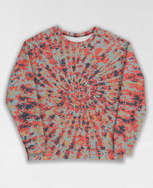 Tie-Dye-Camo Sweatshirt #0095. All over print, precision-cut, and hand-sewn. Super comfortable poly-cotton blend original Digital Camouflage designs by Dan Ellis vague.paris