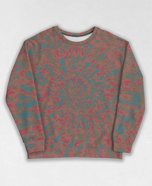 Tie-Dye-Camo Sweatshirt #0099. All over print, precision-cut, and hand-sewn. Super comfortable poly-cotton blend original Digital Camouflage designs by Dan Ellis vague.paris