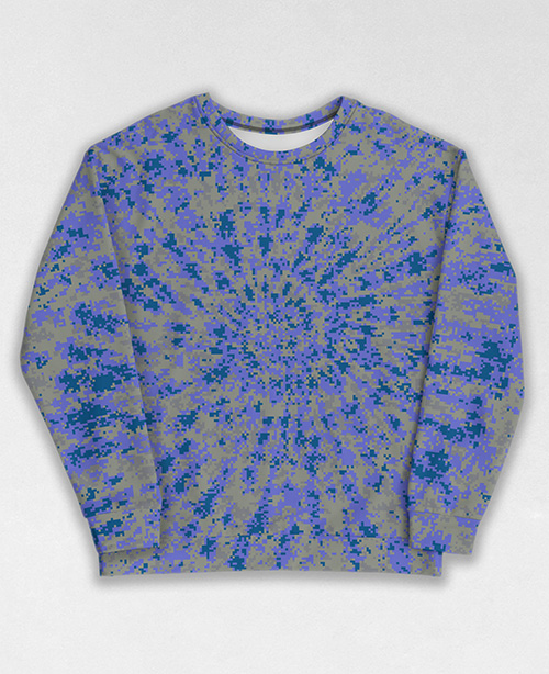 Tie-Dye-Camo Sweatshirt #0101. All over print, precision-cut, and hand-sewn. Super comfortable poly-cotton blend original Digital Camouflage designs by Dan Ellis vague.paris