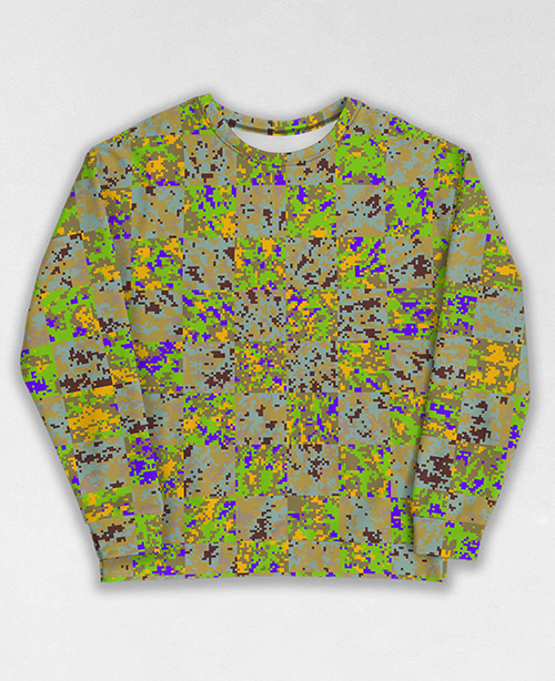 Tie-Dye-Camo Sweatshirt #0102. All over print, precision-cut, and hand-sewn. Super comfortable poly-cotton blend original Digital Camouflage designs by Dan Ellis vague.paris