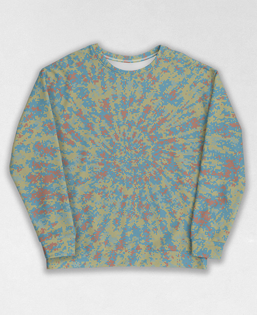 Tie-Dye-Camo Sweatshirt #0105. All over print, precision-cut, and hand-sewn. Super comfortable poly-cotton blend original Digital Camouflage designs by Dan Ellis vague.paris