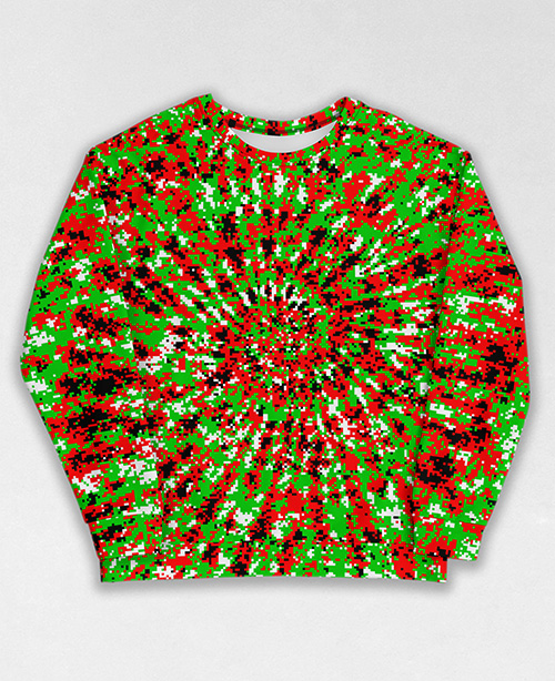 Tie-Dye-Camo Sweatshirt #0106. All over print, precision-cut, and hand-sewn. Super comfortable poly-cotton blend original Digital Camouflage designs by Dan Ellis vague.paris