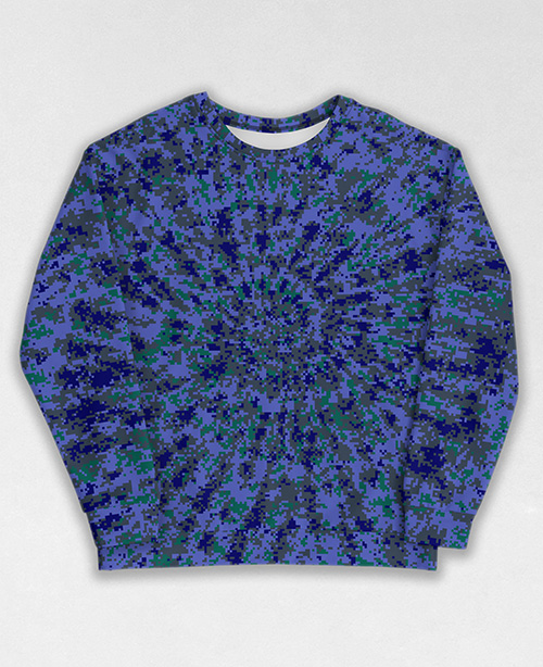 Tie-Dye-Camo Sweatshirt #0109. All over print, precision-cut, and hand-sewn. Super comfortable poly-cotton blend original Digital Camouflage designs by Dan Ellis vague.paris