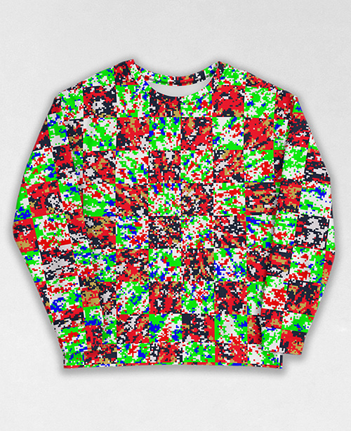 Tie-Dye-Camo Sweatshirt #0114. All over print, precision-cut, and hand-sewn. Super comfortable poly-cotton blend original Digital Camouflage designs by Dan Ellis vague.paris