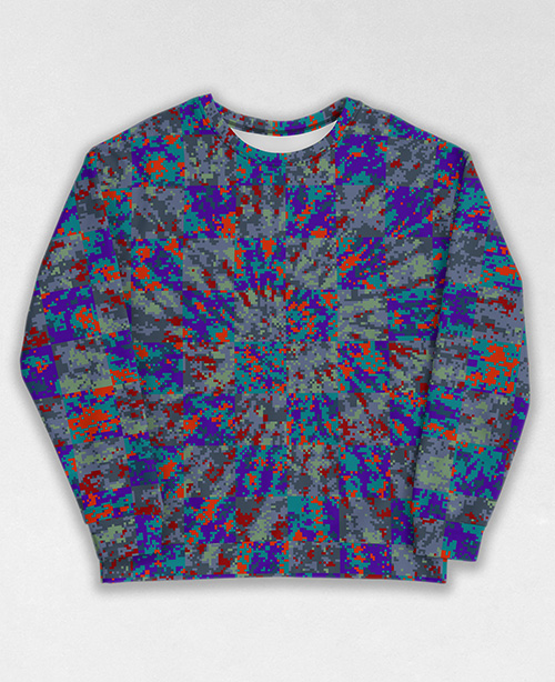 Tie-Dye-Camo Sweatshirt #0117. All over print, precision-cut, and hand-sewn. Super comfortable poly-cotton blend original Digital Camouflage designs by Dan Ellis vague.paris