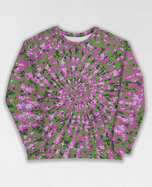 Tie-Dye-Camo Sweatshirt #0118. All over print, precision-cut, and hand-sewn. Super comfortable poly-cotton blend original Digital Camouflage designs by Dan Ellis vague.paris