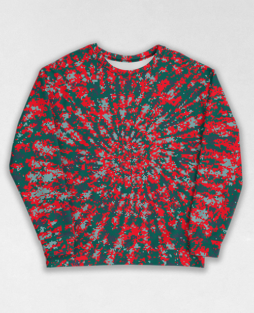 Tie-Dye-Camo Sweatshirt #0119. All over print, precision-cut, and hand-sewn. Super comfortable poly-cotton blend original Digital Camouflage designs by Dan Ellis vague.paris