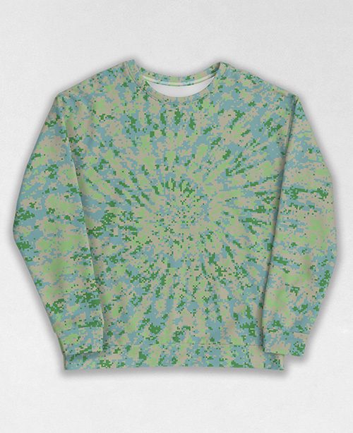 Tie-Dye-Camo Sweatshirt #0123. All over print, precision-cut, and hand-sewn. Super comfortable poly-cotton blend original Digital Camouflage designs by Dan Ellis vague.paris