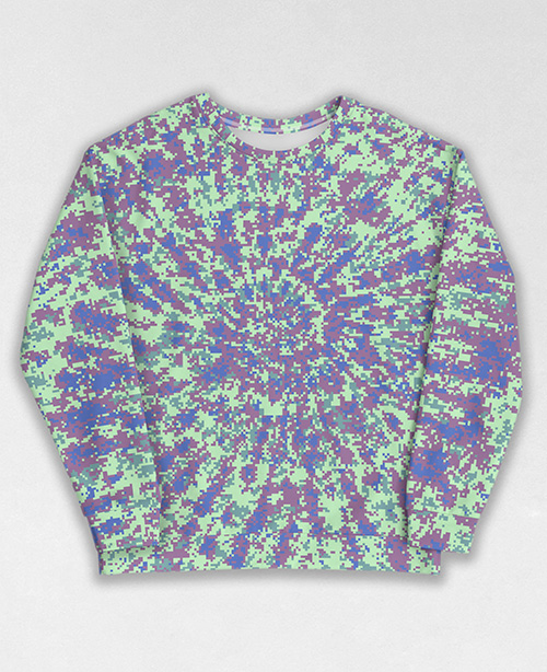 Tie-Dye-Camo Sweatshirt #0128. All over print, precision-cut, and hand-sewn. Super comfortable poly-cotton blend original Digital Camouflage designs by Dan Ellis vague.paris