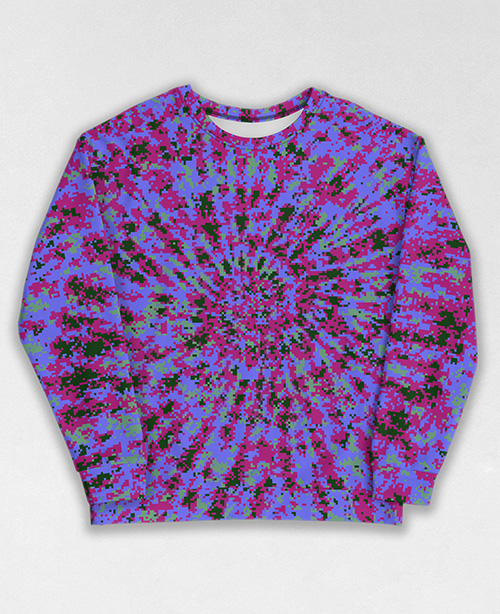 Tie-Dye-Camo Sweatshirt #0129. All over print, precision-cut, and hand-sewn. Super comfortable poly-cotton blend original Digital Camouflage designs by Dan Ellis vague.paris