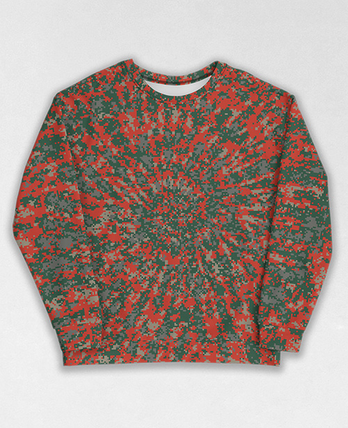 Tie-Dye-Camo Sweatshirt #0136. All over print, precision-cut, and hand-sewn. Super comfortable poly-cotton blend original Digital Camouflage designs by Dan Ellis vague.paris