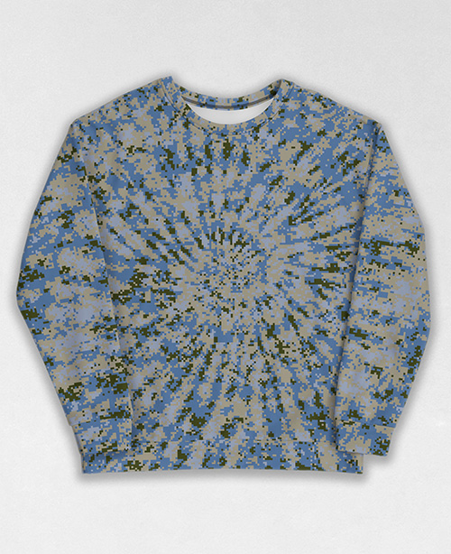 Tie-Dye-Camo Sweatshirt #0137. All over print, precision-cut, and hand-sewn. Super comfortable poly-cotton blend original Digital Camouflage designs by Dan Ellis vague.paris