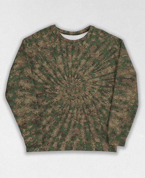 Tie-Dye-Camo Sweatshirt #0138. All over print, precision-cut, and hand-sewn. Super comfortable poly-cotton blend original Digital Camouflage designs by Dan Ellis vague.paris